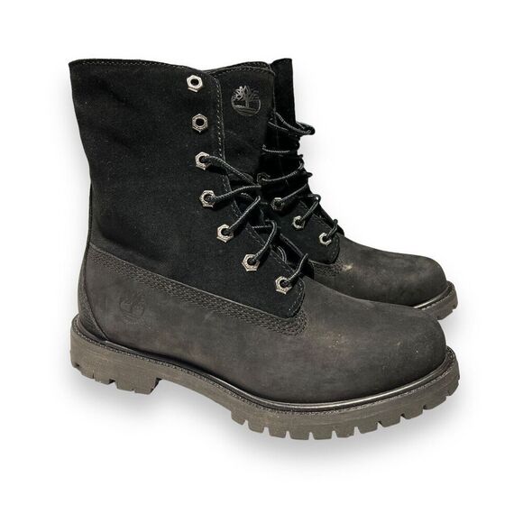 Timberland Boots Womens 6.5 Black Waterproof Roll Fold-Down Teddy Fleece 8149A‎ - Picture 12 of 12